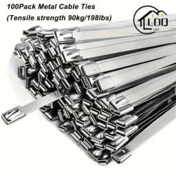 20pcs 10in Stainless Steel Zip Ties | Rustproof Heavy Duty Cable Ties for Automotive, Machinery, Outdoor