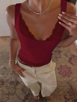 Dulzura Square Collar Backless Slim Lace Ruffles Patchwork Tank Top Women'S Fashion Sexy Y2K Top Party Vacation Summer Clothes