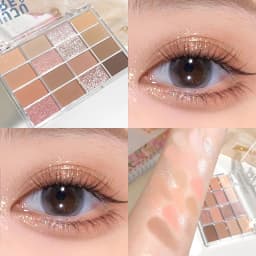 JUJU DREAM 16-Color Earth Tone Eyeshadow Matte & Shimmer Palette, Lying Silkworm Brightener for Soft Daily Makeup
