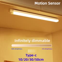 Motion Sensor Lamp Night Light Wireless LED USB Type C Rechargeable Lamp for Kitchen Cabinet Bedroom Wardrobe Staircase Lighting