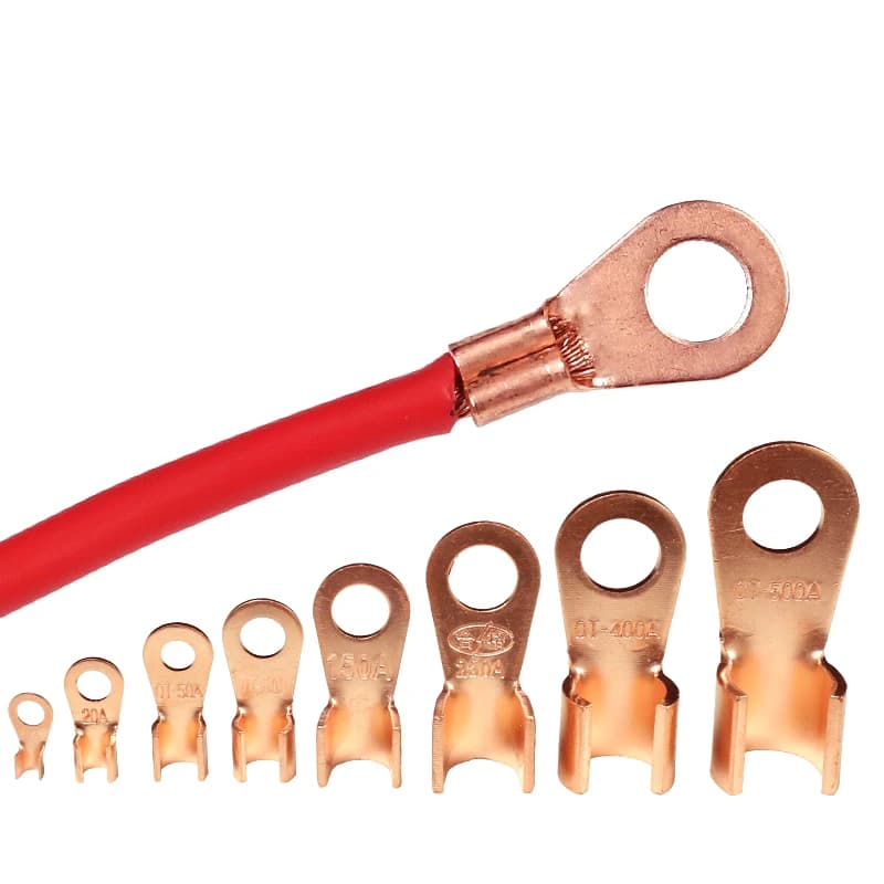 10/50PCS Copper OT Terminal Non-Insulated Wire Connector Bare Electrical Cable Terminals Lug Battery Ring Crimp Terminal 10-100A