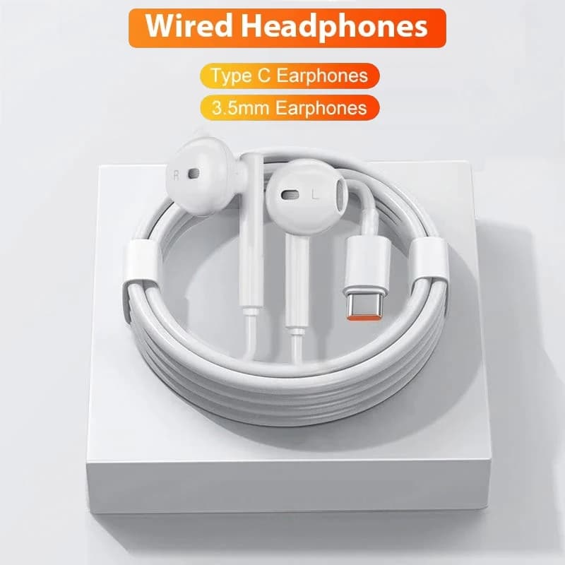 Headphones For Xiaomi 14 13 12 11 In-ear Earphones Redmi Note 10 9 8 7 Type C 3.5mm Wired Headset Phone Accessories