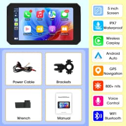 Jansite Dual Bluetooth Motorcycle Carplay Screen Navigation GPS Display IP67 Waterproof Support Helmet Intercom Moto Accessories