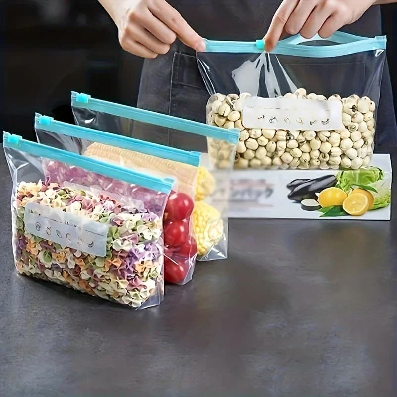 45PCS Food Storage Leakproof Reusable Stand Up Zip Shut Bags Cup Fresh Food Storage Bag Refrigerator Fresh Wrap