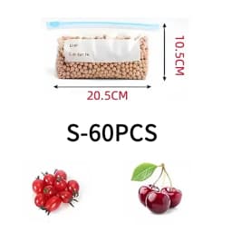 45PCS Food Storage Leakproof Reusable Stand Up Zip Shut Bags Cup Fresh Food Storage Bag Refrigerator Fresh Wrap