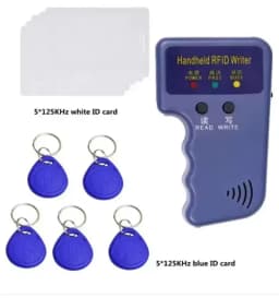 Repetitive Handheld 125KHz EM4100 5200 RFID ID Card Writer Copier Duplicator Programmer + 2pcs T5577 Rewritable Keyfobs Tags
