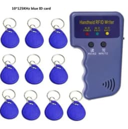Repetitive Handheld 125KHz EM4100 5200 RFID ID Card Writer Copier Duplicator Programmer + 2pcs T5577 Rewritable Keyfobs Tags