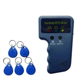 Repetitive Handheld 125KHz EM4100 5200 RFID ID Card Writer Copier Duplicator Programmer + 2pcs T5577 Rewritable Keyfobs Tags