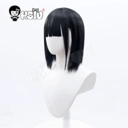 Qiao Ling Cosplay Wig Devil Game Time Agent Cosplay HSIU Black Short Hair Free Brand Wig Cap Time Agent Wig