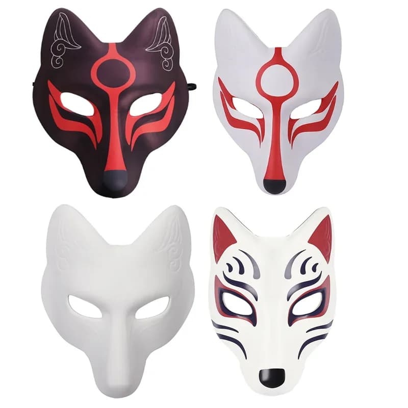 Pu Leather Japanese Kitsune Foxes Masks Japanese Anime Cosplay Halloween Party Costume Props with Elastic Be