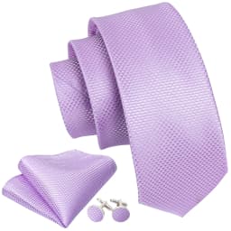 New Fashion Light Purple Ties For Men Wedding NeckTies Hanky Cufflinks Set Groom Business Lilac Lavender Gift