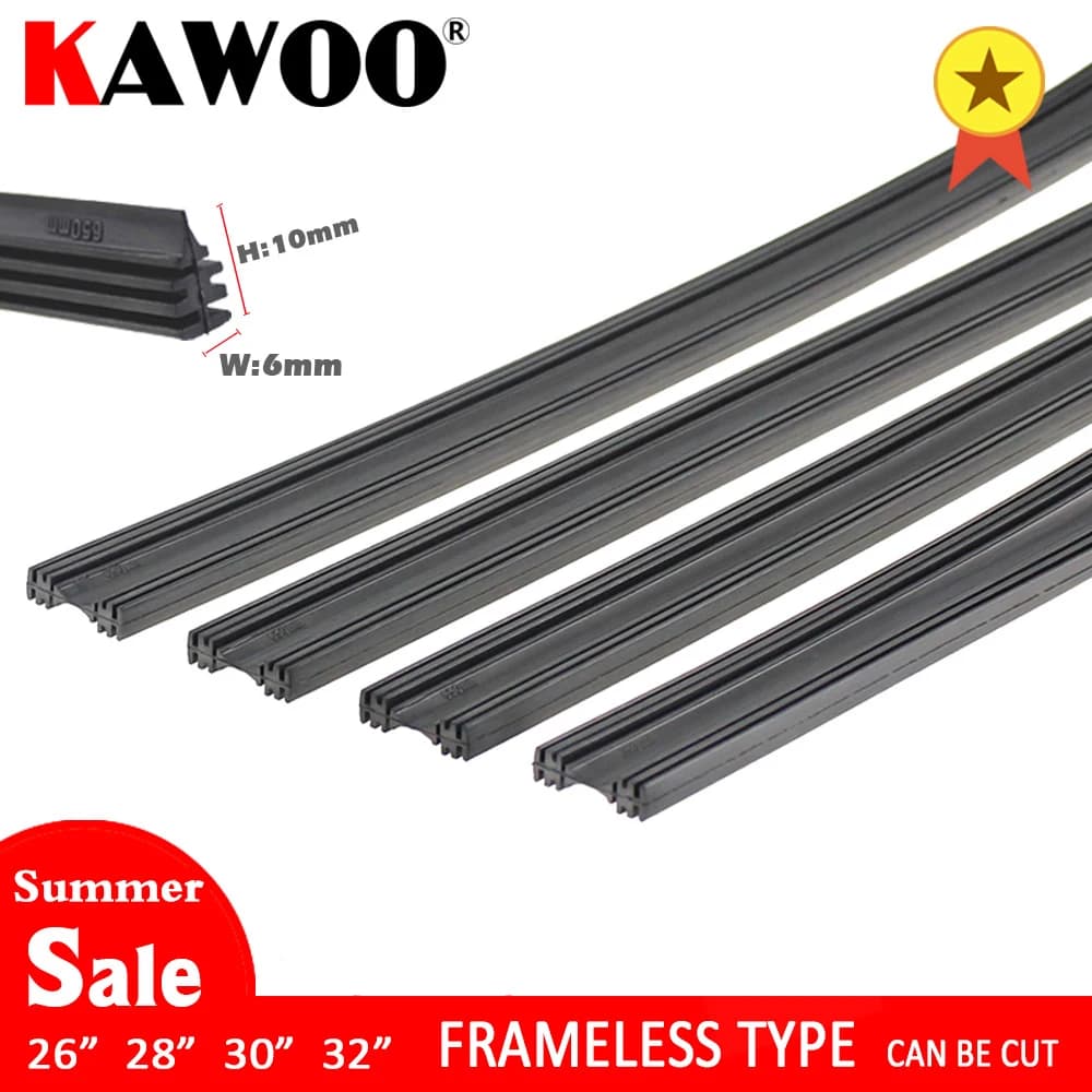2pcs High Quality Boneless Frameless Rubber Car Wiper Blade Refill Strips Windscreen 6mm 26"28"30"32" Windshield Car Accessories