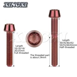 Xingxi Titanium M6x10 16 18 20 25 30 35 40 45 50 55 60 65mm Allen Key Taper Head Screw for Bicycle Headset Brake Bicicleta Bolts