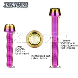 Xingxi Titanium M6x10 16 18 20 25 30 35 40 45 50 55 60 65mm Allen Key Taper Head Screw for Bicycle Headset Brake Bicicleta Bolts