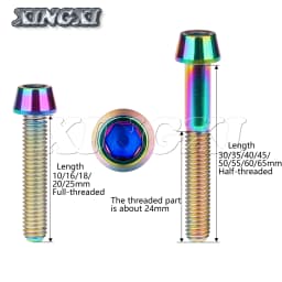 Xingxi Titanium M6x10 16 18 20 25 30 35 40 45 50 55 60 65mm Allen Key Taper Head Screw for Bicycle Headset Brake Bicicleta Bolts