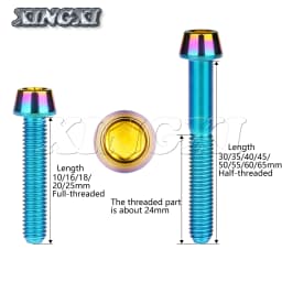 Xingxi Titanium M6x10 16 18 20 25 30 35 40 45 50 55 60 65mm Allen Key Taper Head Screw for Bicycle Headset Brake Bicicleta Bolts