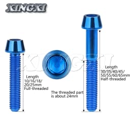 Xingxi Titanium M6x10 16 18 20 25 30 35 40 45 50 55 60 65mm Allen Key Taper Head Screw for Bicycle Headset Brake Bicicleta Bolts