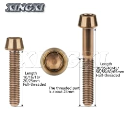 Xingxi Titanium M6x10 16 18 20 25 30 35 40 45 50 55 60 65mm Allen Key Taper Head Screw for Bicycle Headset Brake Bicicleta Bolts