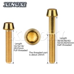 Xingxi Titanium M6x10 16 18 20 25 30 35 40 45 50 55 60 65mm Allen Key Taper Head Screw for Bicycle Headset Brake Bicicleta Bolts