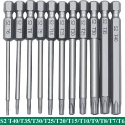 11 PCS Torx Security Bit Set S2 Steel Magnetic Security Screwdriver Set 50/100mm Star Screwdriver Set for Shark Vacuum T6-T40