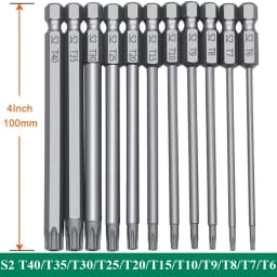 11 PCS Torx Security Bit Set S2 Steel Magnetic Security Screwdriver Set 50/100mm Star Screwdriver Set for Shark Vacuum T6-T40