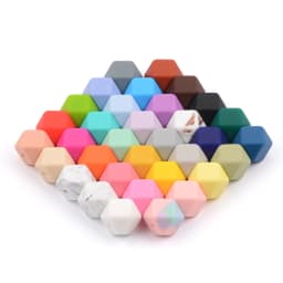 LOFCA 10PCS Silicone Beads Food Grade 14mm Hexagon Used In Jewelry Making Necklace Bracelets Keychain Jewelry Accessories