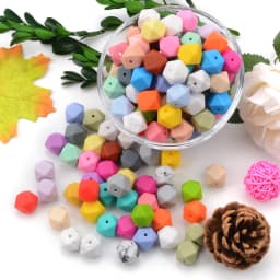 LOFCA 10PCS Silicone Beads Food Grade 14mm Hexagon Used In Jewelry Making Necklace Bracelets Keychain Jewelry Accessories