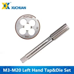 2pcs Left Hand Tap and Die Set HSS Machine Plug Tap Die Metric Taps Screw Thread Tap Drill M3/M6/M8/M10/M12/M14/M16/M18/M20