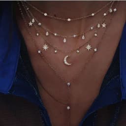New Gold-plate Crystal Stars Pendant Necklaces For Women Necklace 2020 Multilevel Female Boho Vintage Jewelry Wedding Gift