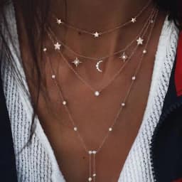 New Gold-plate Crystal Stars Pendant Necklaces For Women Necklace 2020 Multilevel Female Boho Vintage Jewelry Wedding Gift