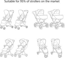 3 Pack Twin Pushchair Connectors Detachable Adjustable Lightweight Adapter Fasteners Universal Stroller Twin Hook Quick Release