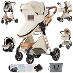 Warm 3 in 1 Baby Stroller with Car handle Luxury Baby Pram High Landscape Infant Pushchair light folk Travel Stroller