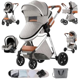 Warm 3 in 1 Baby Stroller with Car handle Luxury Baby Pram High Landscape Infant Pushchair light folk Travel Stroller