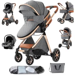 Warm 3 in 1 Baby Stroller with Car handle Luxury Baby Pram High Landscape Infant Pushchair light folk Travel Stroller