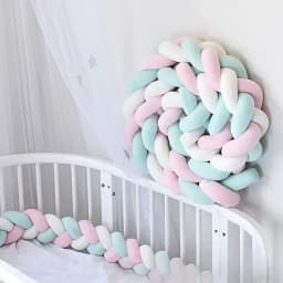 1-4M Baby Bed Bumper Handmade Knotted Braid Weaving Plush Crib Protector Infant Knot Pillow Baby Room Decor