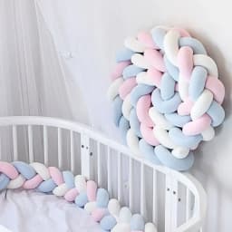 1-4M Baby Bed Bumper Handmade Knotted Braid Weaving Plush Crib Protector Infant Knot Pillow Baby Room Decor