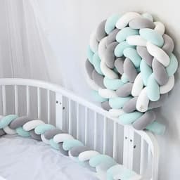 1-4M Baby Bed Bumper Handmade Knotted Braid Weaving Plush Crib Protector Infant Knot Pillow Baby Room Decor