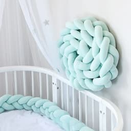 1-4M Baby Bed Bumper Handmade Knotted Braid Weaving Plush Crib Protector Infant Knot Pillow Baby Room Decor