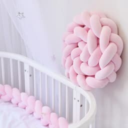 1-4M Baby Bed Bumper Handmade Knotted Braid Weaving Plush Crib Protector Infant Knot Pillow Baby Room Decor