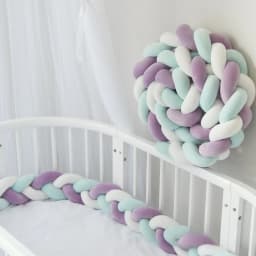 1-4M Baby Bed Bumper Handmade Knotted Braid Weaving Plush Crib Protector Infant Knot Pillow Baby Room Decor