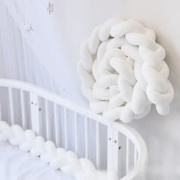 1-4M Baby Bed Bumper Handmade Knotted Braid Weaving Plush Crib Protector Infant Knot Pillow Baby Room Decor