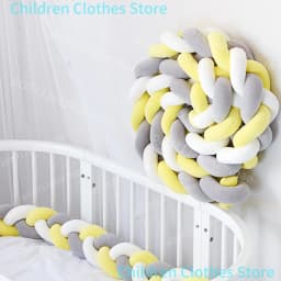 1-4M Baby Bed Bumper Handmade Knotted Braid Weaving Plush Crib Protector Infant Knot Pillow Baby Room Decor