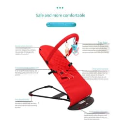 Baby Rocker Chair Reclining Seat Foldable Infant Bouncer with Vibration for Newborn 0-12 Months All Season Use No Music
