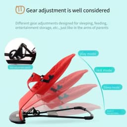 Baby Rocker Chair Reclining Seat Foldable Infant Bouncer with Vibration for Newborn 0-12 Months All Season Use No Music