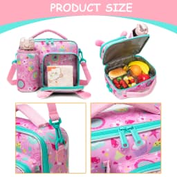 Cute Animal Kids Lunch Box Meal Bag Set Washable Lunch Bag&Reusable Leakproof Bag for School & Nursery It's Beautiful for Girls