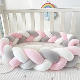 Baby Cot BumperInfant Bebe Crib Protector Cot Bumper Bumper for Room Deco Bed Braid Baby Bumper Bed Braid Knot Pillow Cushion