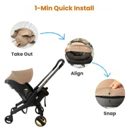 For Doona+,Doona I Car Seat Stroller Replacement Set - Khaki Canopy+2 Shoulder Pads, Skin-Friendly Fabric, Snug Fit