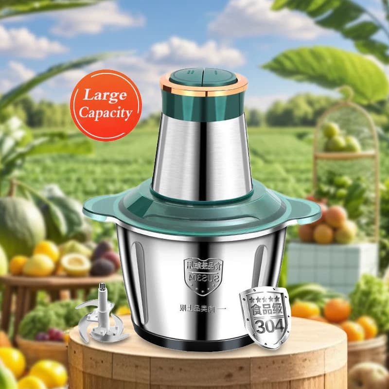 2L Electric Meat Grinders 304 Stainless Steel Food Crusher Multifunctional Vegetable Slicer Chopper Mincer Baby Food Processor