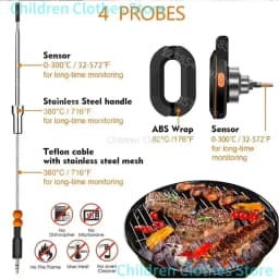 2025 Upgrade Outdoor Digital Wireless Bluetooth Dome Cooking Food Meat Thermometer for BBQ Charcoal Grill and Oven Smoker