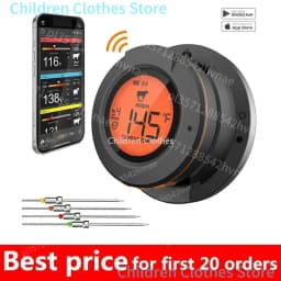 2025 Upgrade Outdoor Digital Wireless Bluetooth Dome Cooking Food Meat Thermometer for BBQ Charcoal Grill and Oven Smoker